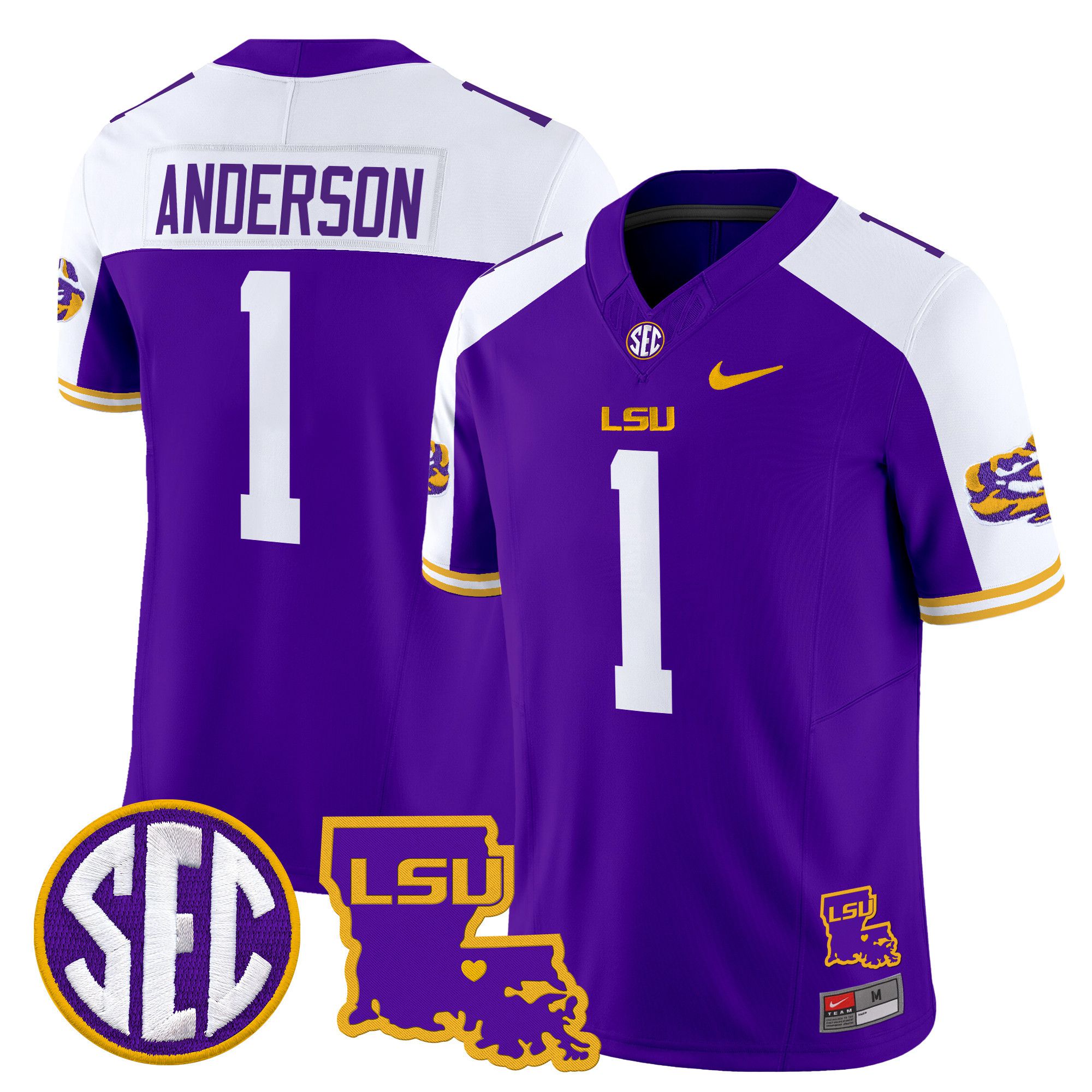 Men LSU Tigers #1 Anderson Purple 2024 Nike Louisiana Patch Vapor Limited NCAA Jersey->indianapolis colts->NFL Jersey